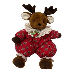 Russ Berrie Vintage Reindeer Ruby Weighted Stuffed Animal Plush 12”